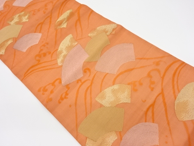 JAPANESE KIMONO / VINTAGE HIRAKI NAGOYA OBI FOR SUMMER / WOVEN ROUGH WAVE